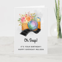 Boho Kamera u. BlumenAquarell-Geburtstag