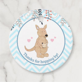 Boho Kangaroo Watercolor Baby Boy Round Favor Tag Geschenkanhänger