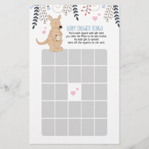 Boho-Känguru-Junge-Baby-Party-Bingo-Spiel