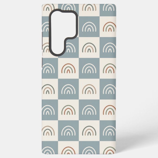 Boho Kariertes Regenbogen-Minimalismus-Muster Samsung Galaxy Hülle (Rückseite)
