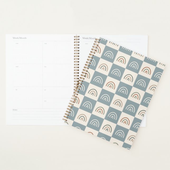 Boho Kariertes Regenbogen-Muster Minimalistisch Planer (Anzeige)