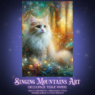 Boho-Katze im verzauberten Wald - Whimsical Decoup Seidenpapier