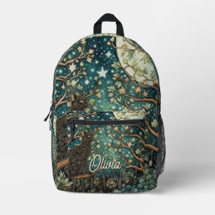 Boho-Katze Sternenhimmel Waldlandschaft Bedruckter Rucksack