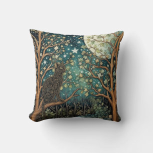 Boho-Katze Sternenhimmel Waldlandschaft Kissen