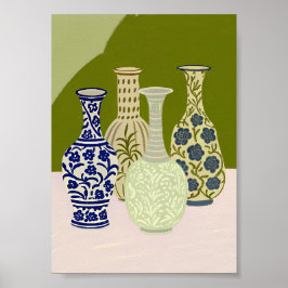 Boho Keramik Vasen Sammlung Kunst Poster Fünf