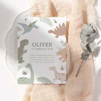 Boho Kids Dinosaur Thema Geburtstagsparty Einladung