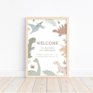 Boho Kids Dinosaur-Thema Geburtstagssignposter Poster
