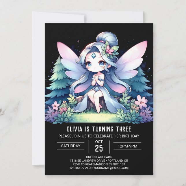 Boho Kids Fairy Birthday Einladung (Vorderseite)