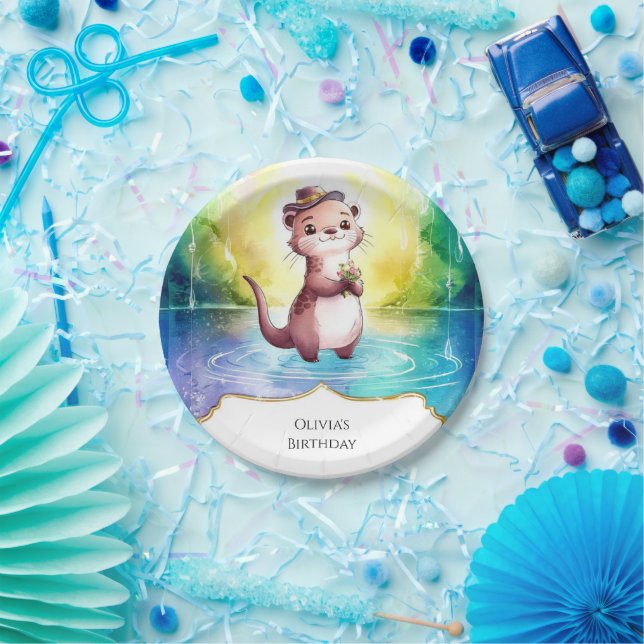 Boho Kids Otter Birthday Pappteller (Party)