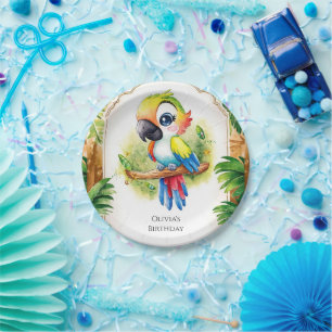 Boho Kids Parrot Birthday Pappteller