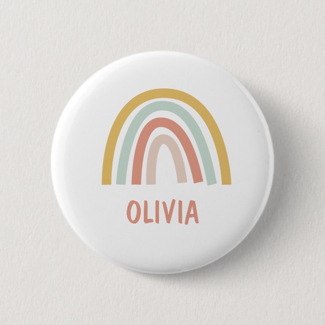 Boho Kids Rainbow Personalisiert Button (Vorderseite)