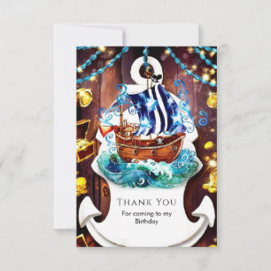 Boho Kinder-Abenteuer Piraten-Geburtstag Dankeskarte