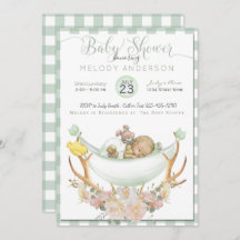 BOHO Kinderdusche Grüne Hängematte Antler mit Rose