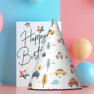 Boho Kinderwagen, Bäume & Wolken Muster Geburtstag Partyhütchen