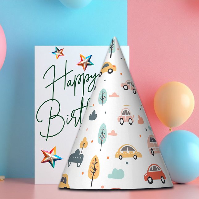 Boho Kinderwagen, Bäume & Wolken Muster Geburtstag Partyhütchen (Von Creator hochgeladen)