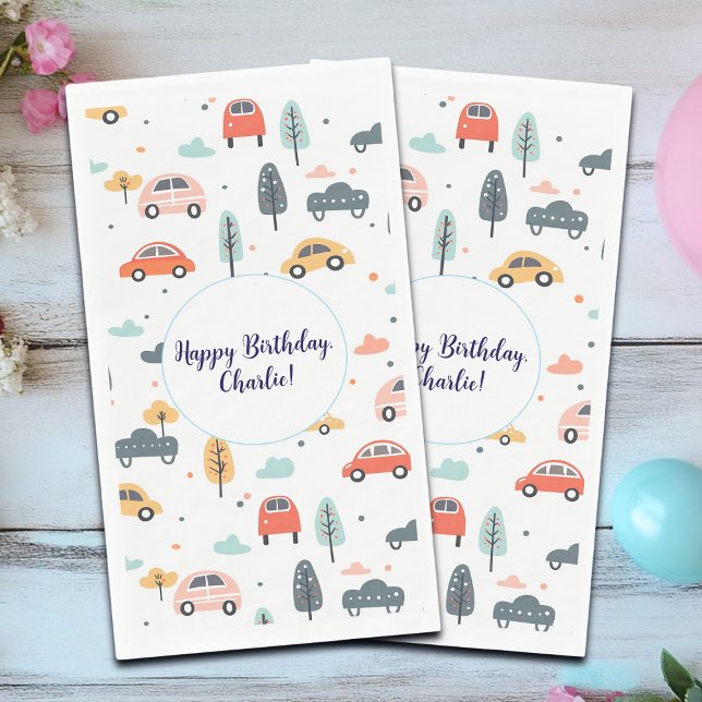 Boho Kinderwagen, Bäume & Wolken Muster Geburtstag Serviette (Von Creator hochgeladen)