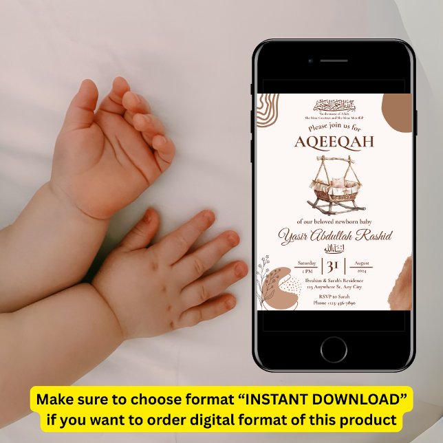 Boho Kinderzimmer Baby Boy Muslim Newborn Aqiqah A Einladung (Von Creator hochgeladen)