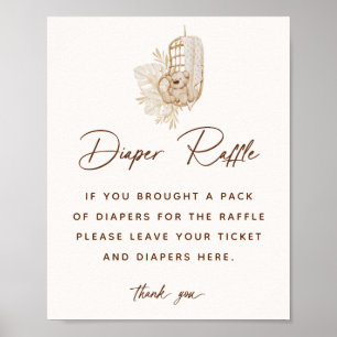 Boho-Kinderzimmer-Baby-Party-Windel-Verlosungsschi Poster