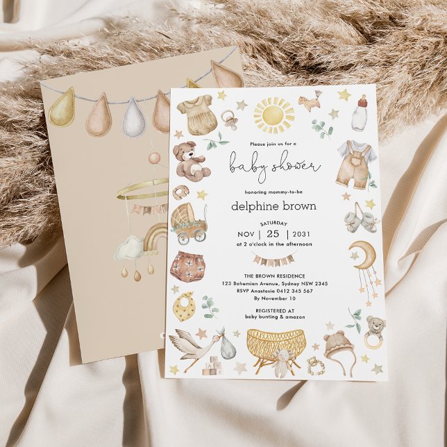 Boho Kinderzimmer Baby Shower Gender Neutral Einladung (Von Creator hochgeladen)