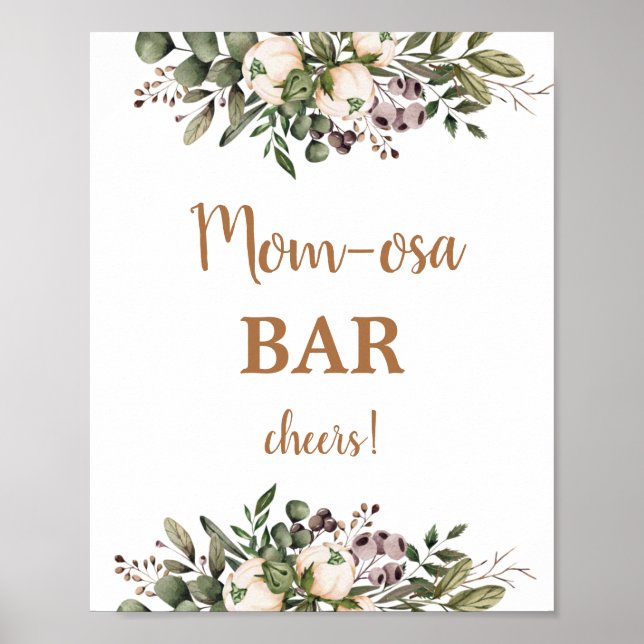 Boho Kinderzimmer Baby Shower Momosa Bar sign Poster (Vorne)