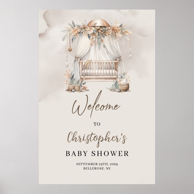 Boho Kinderzimmer crib pampas earth Babydusche Wil Poster (Vorne)