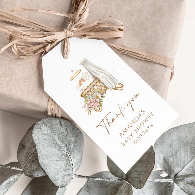 Boho Kinderzimmer Floral Crib Bassinet Babydusche Geschenkanhänger (Von Creator hochgeladen)