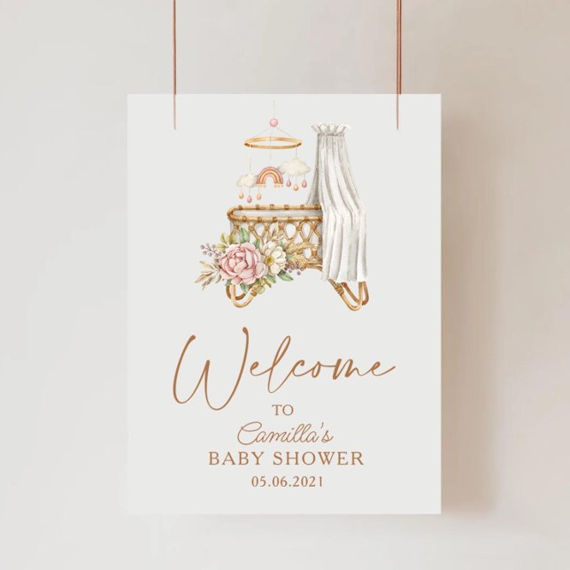 Boho Kinderzimmer Floral Crib Bassinet Babydusche Poster (Von Creator hochgeladen)