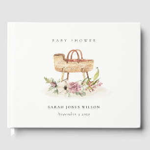 Boho Kinderzimmer Pink Floral Bassinet Babydusche Gästebuch