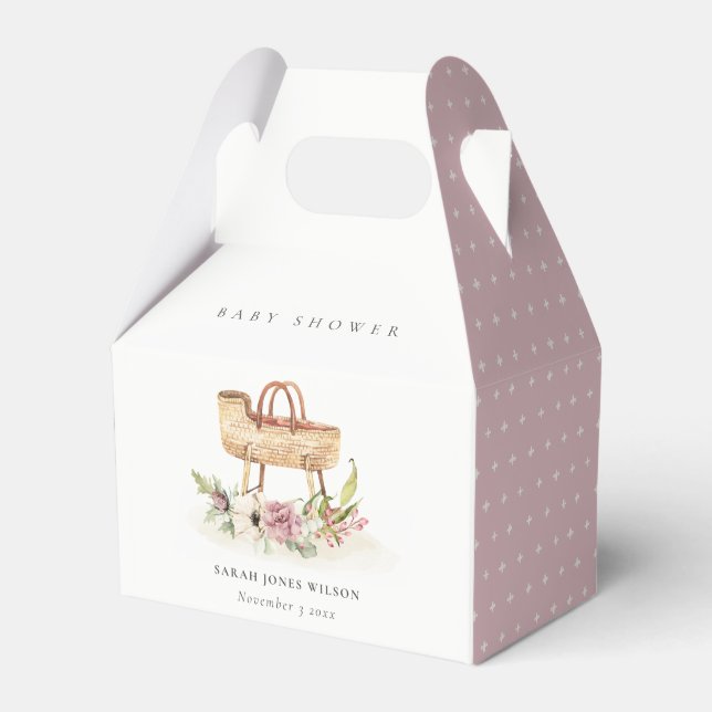 Boho Kinderzimmer Pink Floral Bassinet Babydusche Geschenkschachtel (Vorderseite)