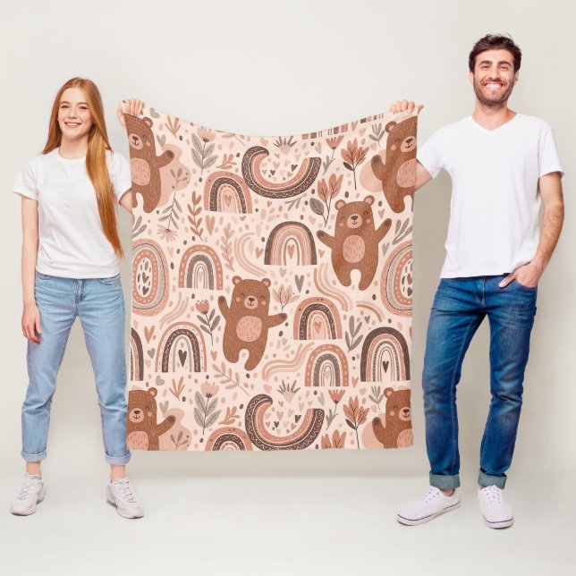 Boho-Kinderzimmer-Teddybären mit Regenbögen - Erdi Fleecedecke (Beispiel)