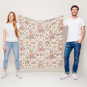 Boho-Kinderzimmer-Teddybären mit Regenbögen - Erdi Fleecedecke