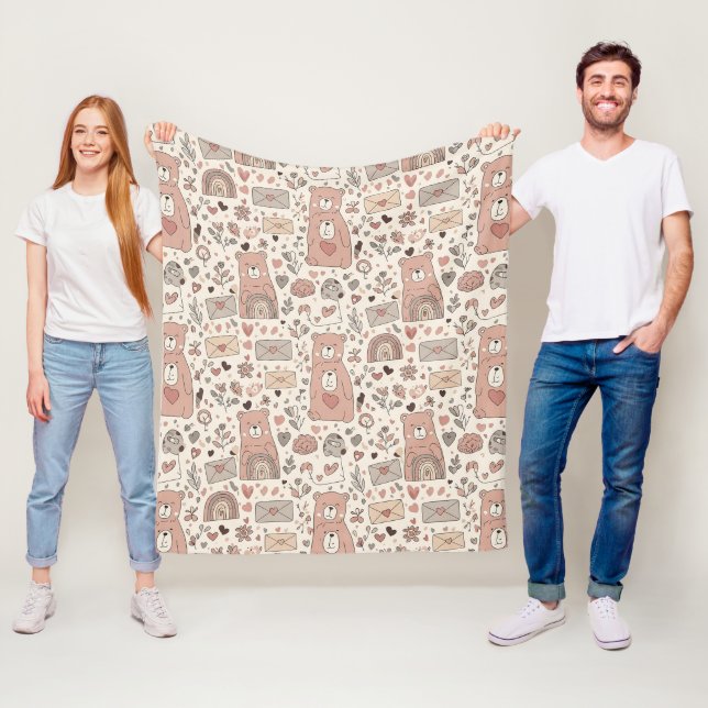 Boho-Kinderzimmer-Teddybären mit Regenbögen - Erdi Fleecedecke (Beispiel)