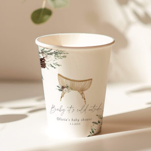 Boho Kinderzimmer winter immergrüne Babydusche Pappbecher