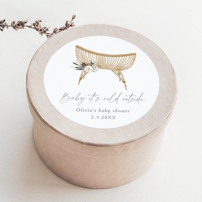 Boho Kinderzimmer winter immergrüne Babydusche Runder Aufkleber (Von Creator hochgeladen)