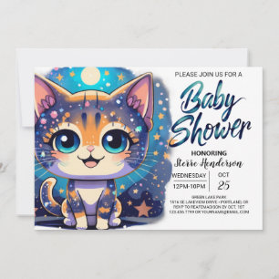 Boho Kitten Online Boy Baby Shower Einladung