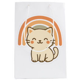 Boho Kitten Sticker with Retro Arch Design Mittlere Geschenktüte