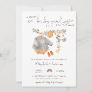 Boho-Kleidung Mädchen Baby-Party Einladung
