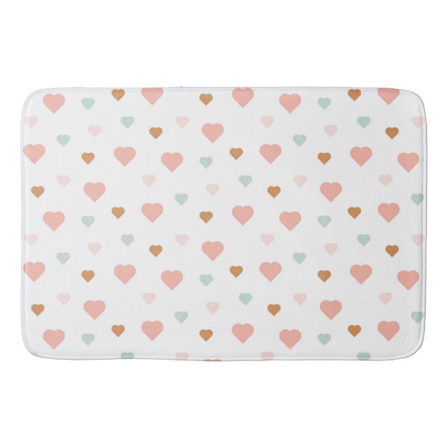 Boho kleine pastellfarbene Liebe Herz Badematte (Vorderseite)