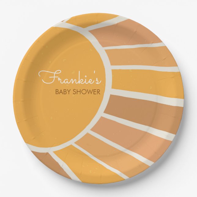 Boho Kleiner Sonnenschein Baby Shower Pappteller (Vorderseite)