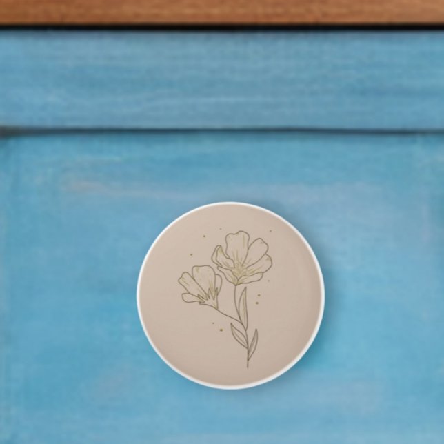 Boho knob flat ceramic knob with wildflower keramikknauf (Von Creator hochgeladen)