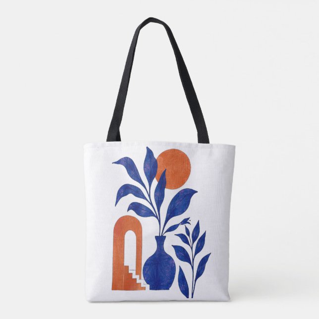 Boho-Kobaltblau-Vase Botanisch (Rückseite)
