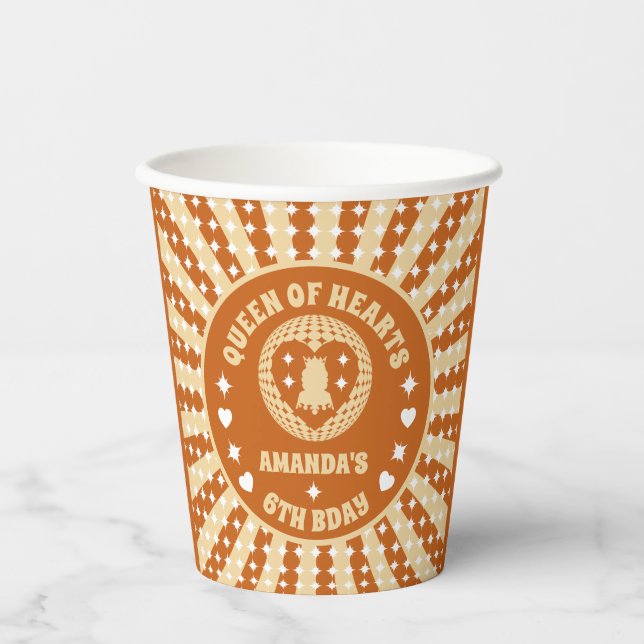Boho Königin des Herzens Geburtstagsparty Pappbecher (Vorderseite)