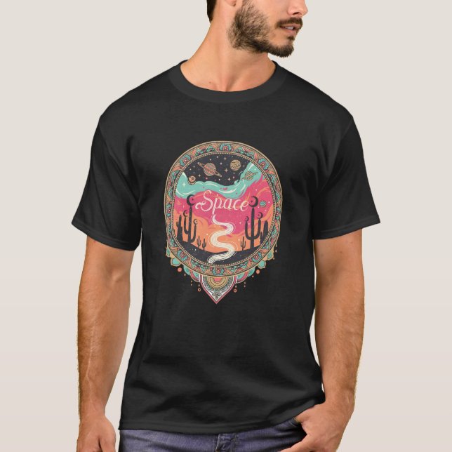 Boho Kosmische Wüsten-Retro T-Shirt (Vorderseite)
