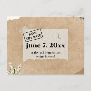 Boho-Kraftpapier-Blumen SAVE THE DATE Postkarte