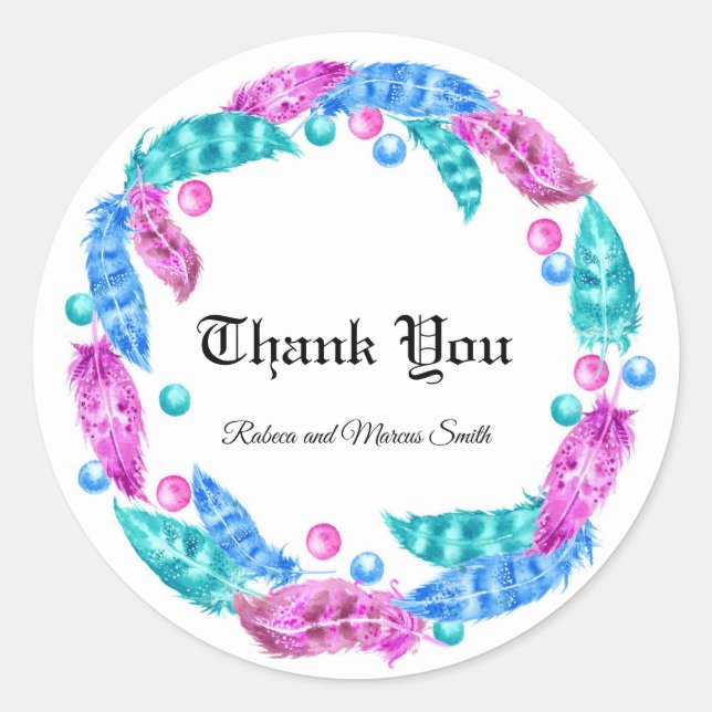 Boho Kranz, Eleganz lebhafter Farben Runder Aufkleber (Vorderseite)