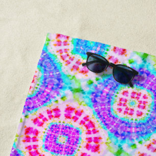 Boho Krawatte-Dye Lila rosa blaues Muster Strandtuch