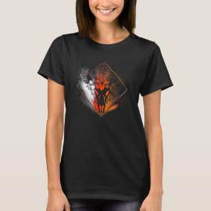 Boho-Kuh-Schädel-Blumen-Diamant-Weiß-Rot-Orange-Sp T-Shirt