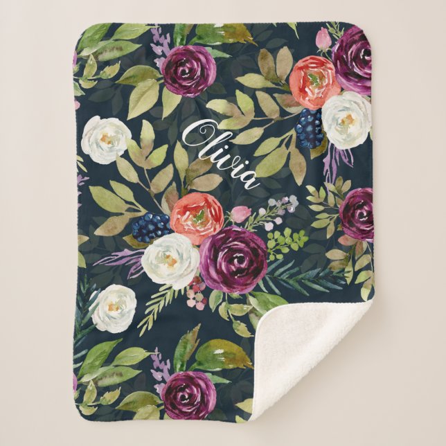 Boho kundenspezifische Baby-mit Blumendecke Sherpadecke (Vorderseite)