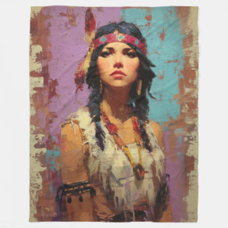 Boho-Kunst-Wurfdecke mit nativer Inspiration Fleecedecke