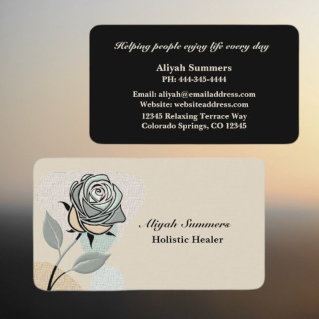 Boho-künstlerische Rose meditative Visitenkarte (Von Creator hochgeladen)